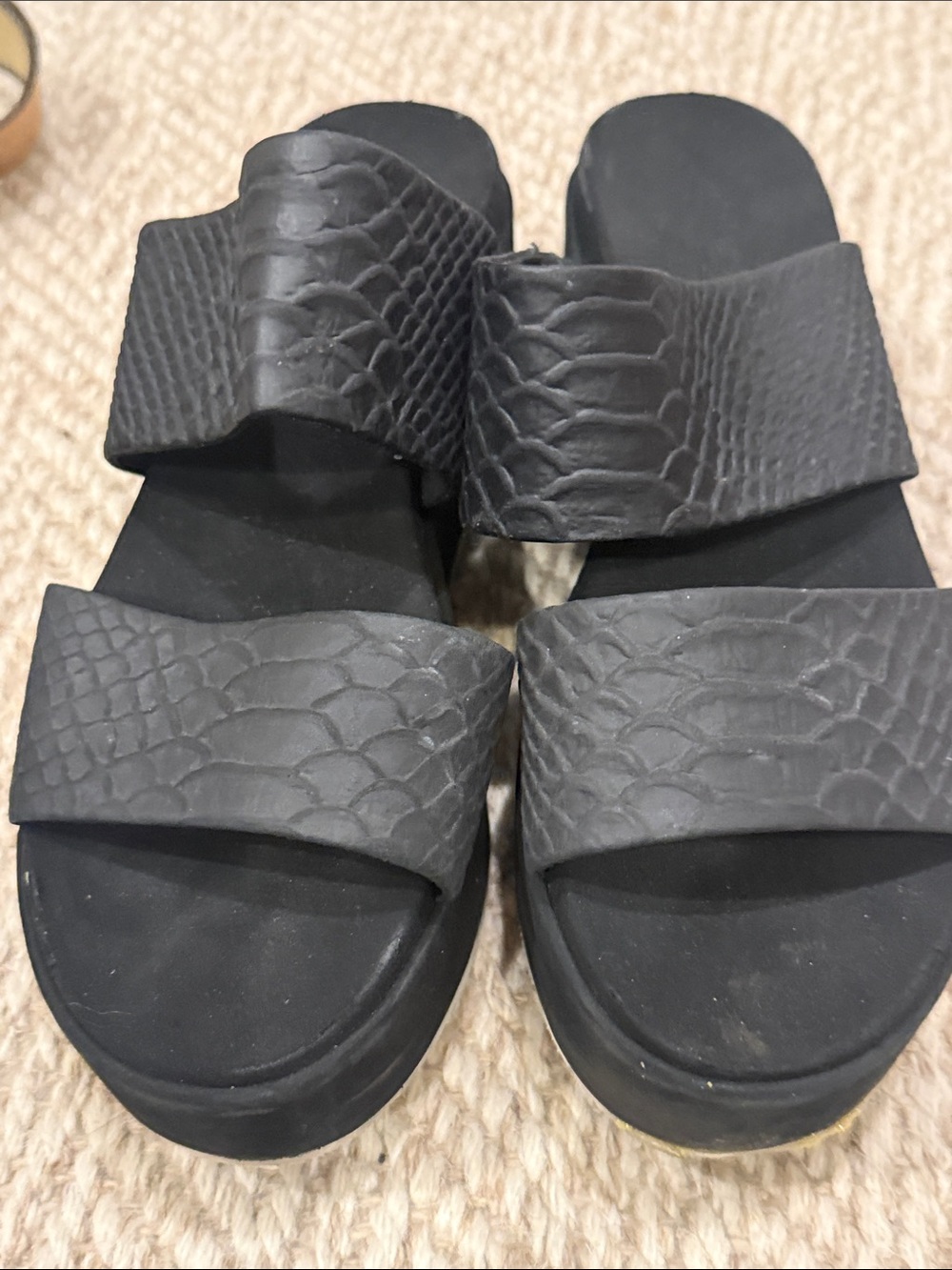 J Slides Black Platform Slide Sandals
